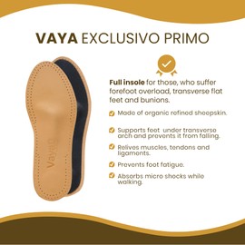 Vaya Exclusivo Primo Orthopaedic Insoles for Flatfoot Hallux Valgus with Activated Carbon Flat Foot Heel Pad Size 38
