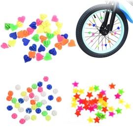 YEDJFFIYO 108-Piece Colorful Bike Wheel Spoke Beads Set - 3 Shapes & Glow-in-the-Dark Designs | Durable Plastic Spoke Decorations for Boys & Girls Bicycles | Easy Clip-On Wheel Accessories for Kids