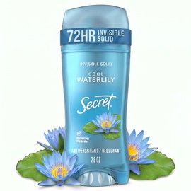 Secret Invisible Solid Antiperspirant and Deodorant, Waterlily Scent, 2.6 oz