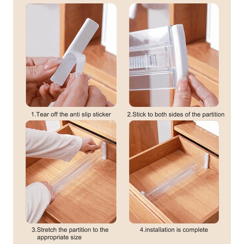 chenqi Adjustable Drawer Dividers, 2 Pack Expandable Plastic Kitchen Clothes
