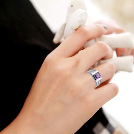 Orchid Jewelry 925 Sterling Silver Statement Rings for Women - Delightful 7X7 mm Purple Amethyst Birthstone Gemstone - 1.60 Carats Square