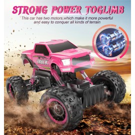 DOUBLE E Remote Control Car for Girls 1/12 Scale Monster Trucks Dual Motors Off Road RC Trucks, Girls Toys Gifts for Girls Daughter Kids, Birthday Gift Ideas, Purple