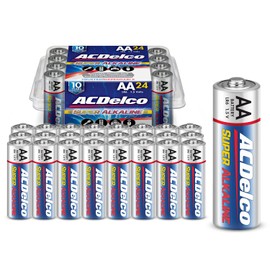 ACDelco 24-Count AA Batteries, Maximum Power Super Alkaline Battery, 10-Year Shelf Life, Recloseable Packaging