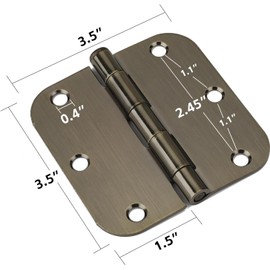Haidms 48 Pack Antique Brass Door Hinges Poilshed Bronze Hinges 3.5 Inch Interior Door Hinges with 5/8'' Radius Corner Door Hardware