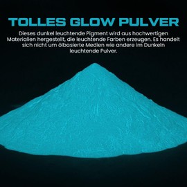Glow in the Dark Pigment Powder | Phosphorescent Water-Based Pigment for Paints | Ceramics | Plastic and More | Aqua (Turquoise) 100 g |