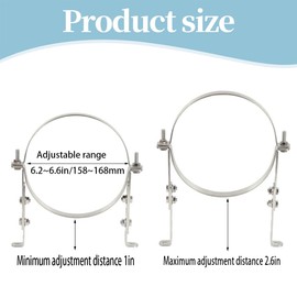 6 1/2 Inch Chimney Systems Bracket，304 Stainless Steel Adjustable Vent Wall Strap,Heavy Duty Adjustable Wall Bracket for Vent,The Adjustable Range of The Pipe Clamp is 6.2~6.6 Inches（158~168mm）