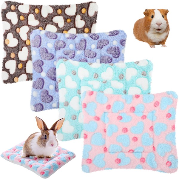 4 Pieces Rabbit Bunny Bed Guinea Pig Bed Mats Plush