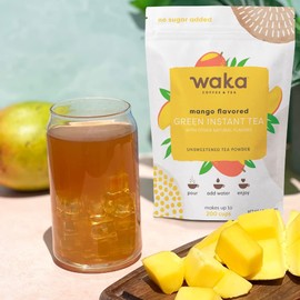 Waka Instant Tea Mix - 2 Bag Bundle (4.5oz Each), Unsweetened Tea Powders - Mango & Pomegranate Flavored Green