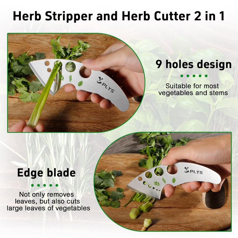 Plys Herb Stripper Tool 9 Holes - Stainless Steel Kitchen