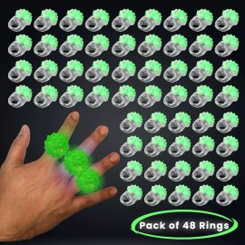Party Glowz LED Light Up Flashing Green Jelly Bumpy Rings - Pack of 48 By Party Glowz