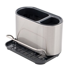 bremermann Sink Organizer with Sponge Holder and Dish Brush Holder, Stainless Steel Sink Organizer