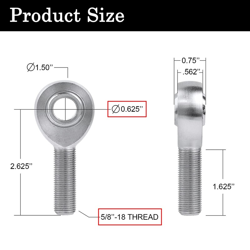 GaiRen 5/8” Heim Joints Rod End Kit, Right and Left