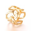 LZD 304 Stainless Steel Finger Rings Wide Rings Leaf Gold