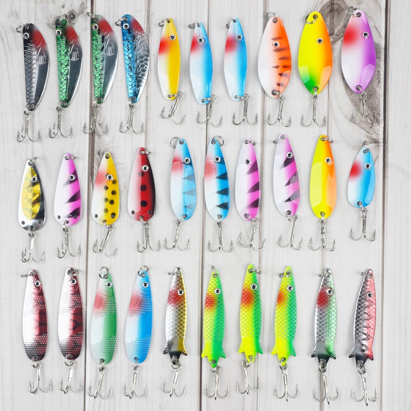 Fishing Spoons Metal Fishing Lures Kit, 30pcs Colorful Hard Spinner