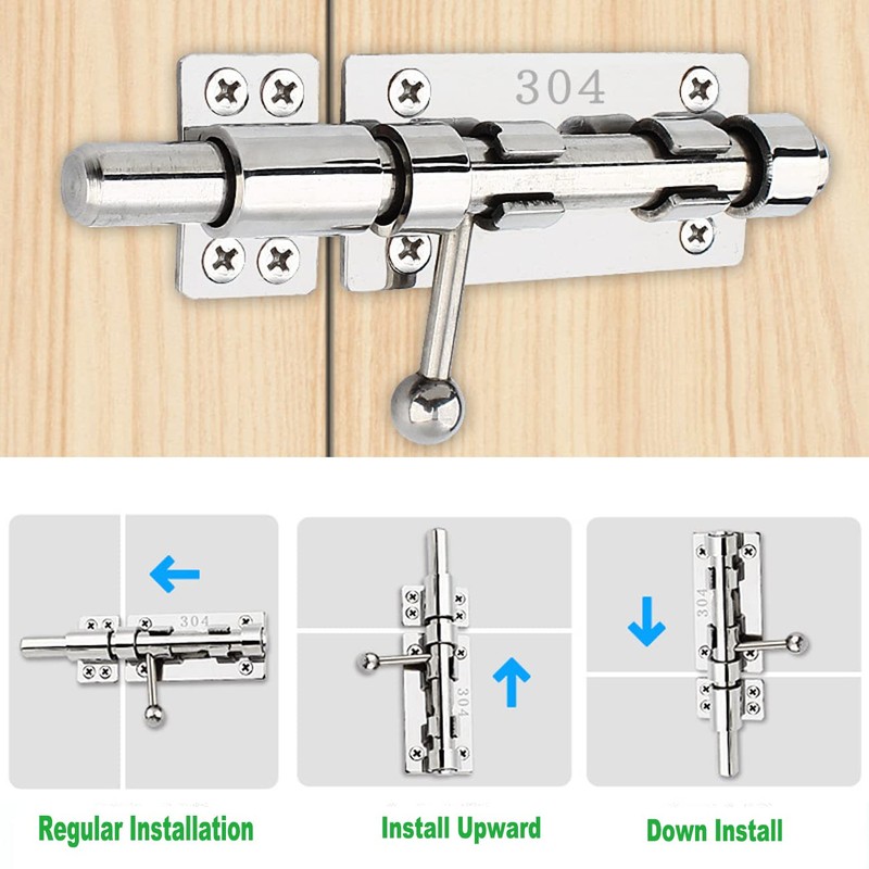 Litensh Door Bolt for Sliding Gates with Hole for Padlock,