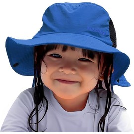 HUGGABEEE Kids Surf Hat, Kids Hat, Safari Hat, Removable Sun Shade Included, UV Protection, S: Inner Circumference 20.9 inches (53 cm), Blue, blue