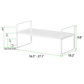 SOFRON Expandable Cabinet Storage Shelf Stackable Organizer Rack for Kitchen Bathroom Pantry Spice Cupboard Countertop Home Office Desk Heavy Duty Nonslip White Large 1 Pack