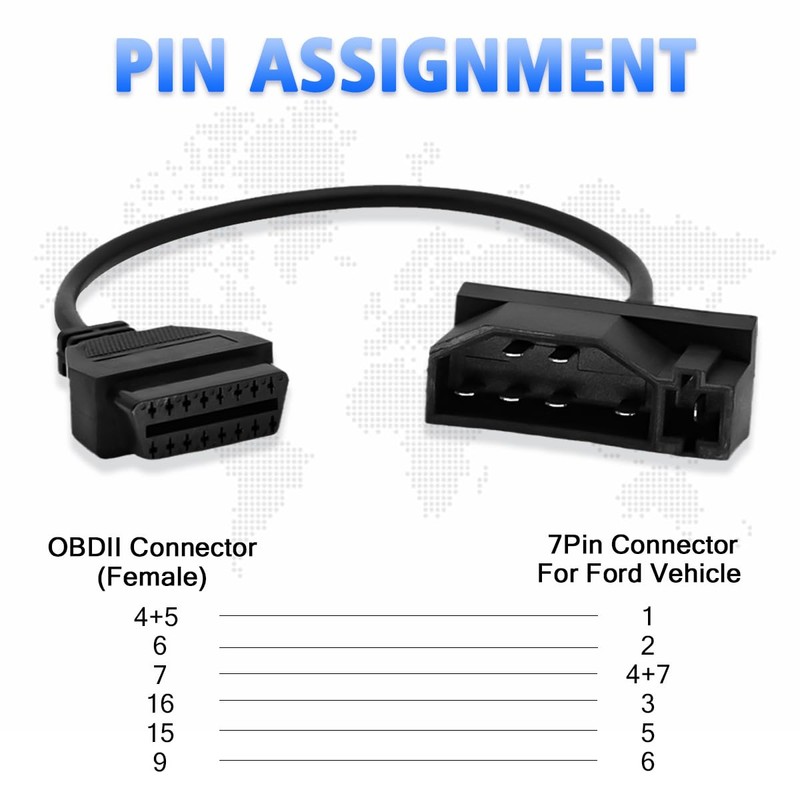 AMHTDOL OBD Adapter, Fit for Ford 7 Pin Obd1 to