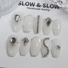 [Slow&Slow Nail Tips] White Crown Nail - Almond / [슬앤슬네일팁]