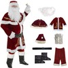 8-Piece Santa Claus Costume Adult Men's Deluxe Red Santa Costume