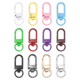 sourcing map Lobster Claw Clasps, 24Pcs 33mm - Metal Swivel Clasps Snap Hook, Lanyard Clips for Bag Keychains Purses Charm Jewelry Making Connector DIY Craft Accessories (12 Colors)