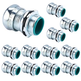 Patioer 3/4 Inch EMT Raintight Compression Connector, Zinc Plated Steel Electrical Conduit Fittings — Waterproof, Insulated for Wet Locations & Outdoor Use, 12 Pack