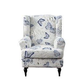 NILUOH Wing Chair Slipcovers 2 Pieces Stretch Spandex Wingback Chair Covers Sofa Slipcover Printing Wingback Armchair Slipcovers Furniture Protector Couch Soft with Elastic Bottom,16