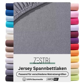 Topper Fitted Sheet Zestri - Flat Sheet Anthracite 140 x 200 to 160 x 200 cm Fitted Sheet - Base Height 10 cm Fabric Weight 160 g/m² - Cotton Mattress Cover Water Bed