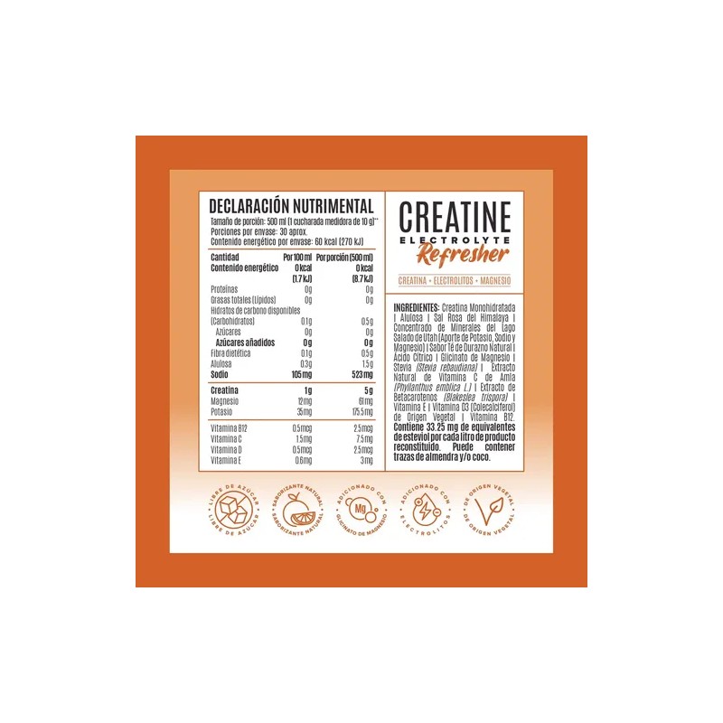 Birdman Creatine Refresher Creatina Monohidratada Electrolitos Magnesio Vitaminas Golden Peach