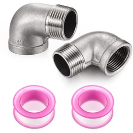 2Pcs 304 Stainless Steel 90 Degree Elbow 3/4" NPT Threaded Pipe Fitting Female x Male,Cast Pipe Fittings with 2 Tape