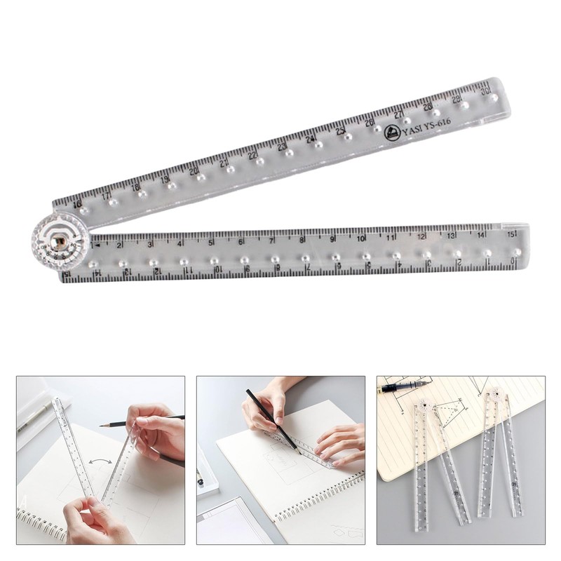 Clear Acrylic Folding Ruler Straight Ruler for Student Teachers, Math