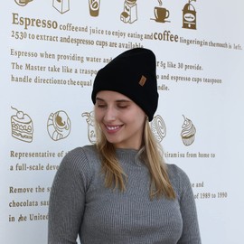 1 & 2 Packs Unisex Knit Winter Beanie Hats Cap Set for Men and Women Black White