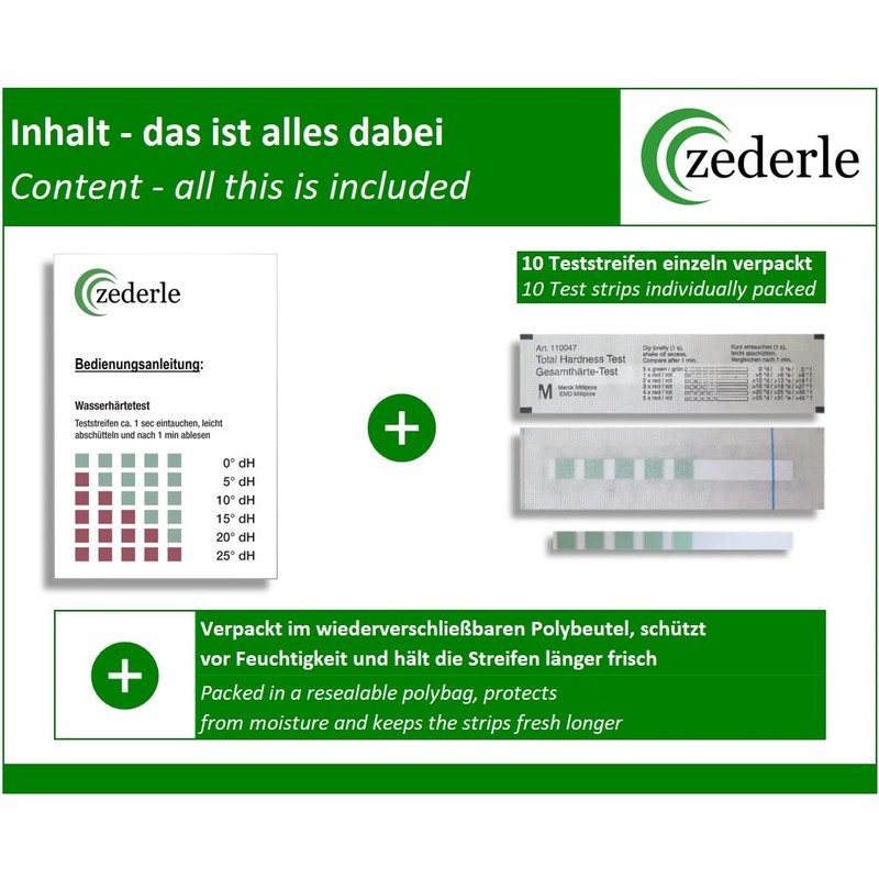 zederle (10 pieces) Water Hardness Test Strips Test Kit Individually