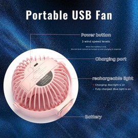 Portable Stroller Fan Personal rechargeable USB Fans With 5200mAh 3 Speeds Battery Small Baby Car Seat Mini Handheld Clip On Fan for Pram Crib Bike Treadmill Outdoor Camping Travel and Student Desk