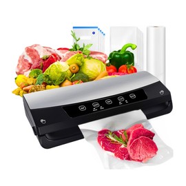 Kitchen Vacuum Sealer for Food Saver - Dry & Moist Food Vacuum Sealer Machine w/Seal Bags Rolls - Freezer Wrap for Meat - Kitchen Small Appliances - Airtight Preservation System for Longer Shelf Life