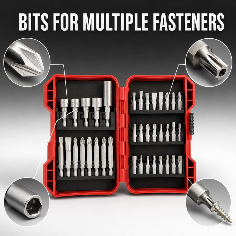 37 Piece Impact Screwdriver Bit Set for Drilling and Fastening