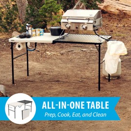 Lifetime Folding Tailgate Table with Grill Rack, Portable Outdoor Camping Station, 5-Foot
