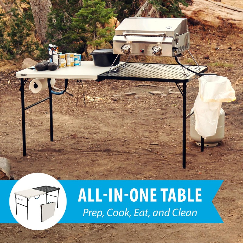 Lifetime Folding Tailgate Table with Grill Rack, Portable Outdoor Camping