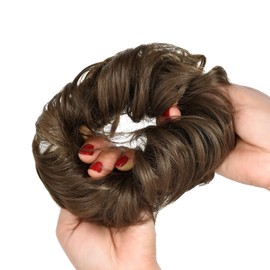 Yamel Messy Bun Hair Pieces for Women Hair Bun Extension Dark Coyote Brown Updo Curly Messy Bun Scrunchie