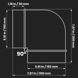 Repa Market 6 Inch Ducting Pipe 90 Degree Elbow with 2 Clamps - Hose Ventilation Round Tube Bend Connector with Adjustable Stainless Steel Hose Clamp 6"