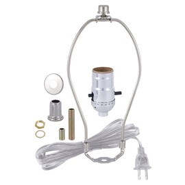 B&P Lamp® Nickel Plated Finish Table Lamp Wiring Kit with a 7 Inch Harp and Push-Thru Socket
