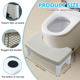 Hengrongshen Toilet Stool, Grey Toilet Stool Adult Removable, Toilet Stool Adult Non-Slip Toilet Stool Fights Hemorrhoids, Constipation, Flatulence, Irritable Bowel Syndrome, Flatulence