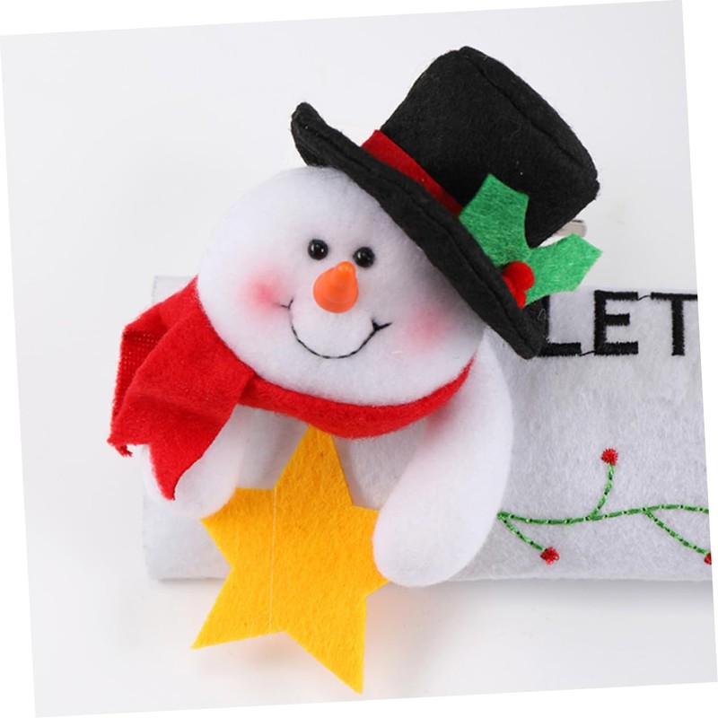 KOMBIUDA 3pcs Christmas Fabric Refrigerator Handle Covers Santa Snowman Elk