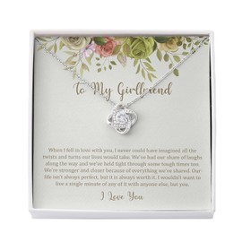 Bubble Hugs Anniversary Necklace Silver Plated Love Knot Standard - to My Girlfriend I Love You - from Boyfriend to Fiancee Couple Relationship Birthday