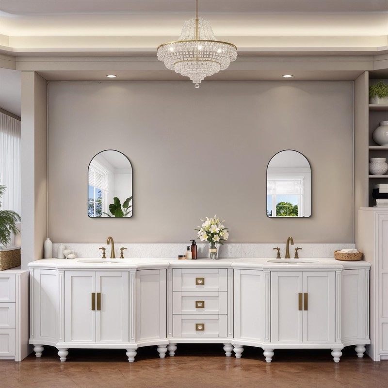 FORBATH Arched Bathroom Mirror 16x24 Inch, Black Bathroom Mirror Wall