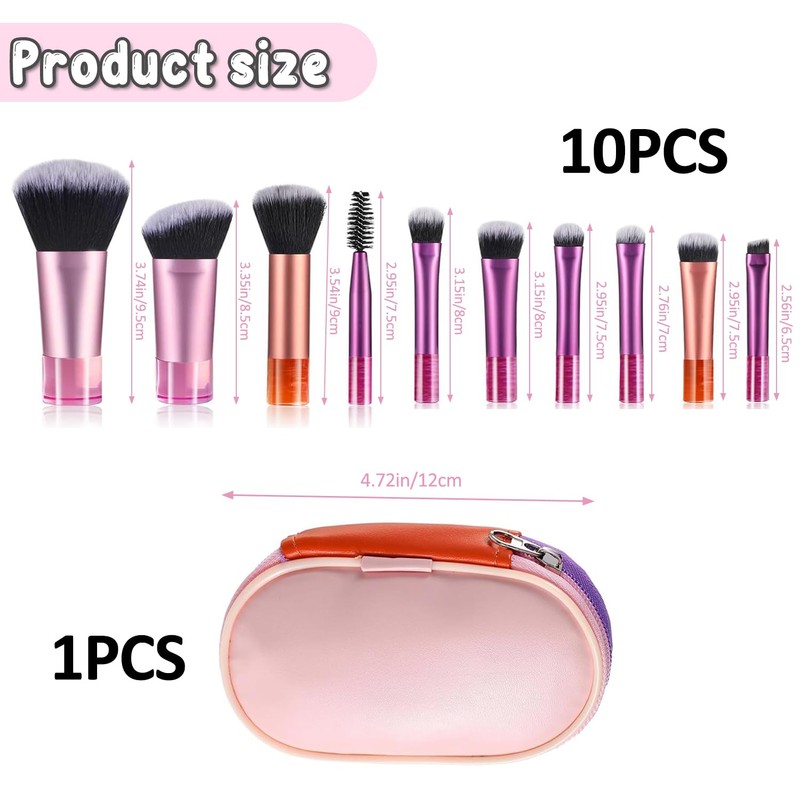10 Pcs Travel Makeup Brushes – Mini Makeup Brushes for