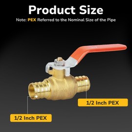 JUWO 1/2 Inch PEX Ball Valve, 10 Pack Pex Crimp Brass Full Port Shut-off Valve with 1/4 Turn Handle for Hot and Cold Water, UPC Certified
