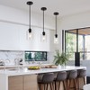 KLSS Modern Black Farmhouse Clear Glass Cylinder Pendant Light Fixture,Island