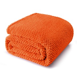 Whale Flotilla King Size Fuzzy Fleece Blanket, Fluffy Warm Soft Jacquard Bed Blankets for All Season, Lightweight and Cozy, 90x104 Inch, Burnt Orange