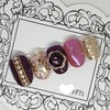 Purple mother-of-pearl handmade nail tips - Short Oval / 자주빛자개